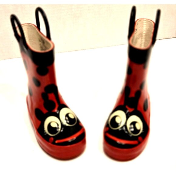 Western Chief Lady Bug Boots Childrens Size 6 Red Rainboots with Straps - Picture 2 of 7